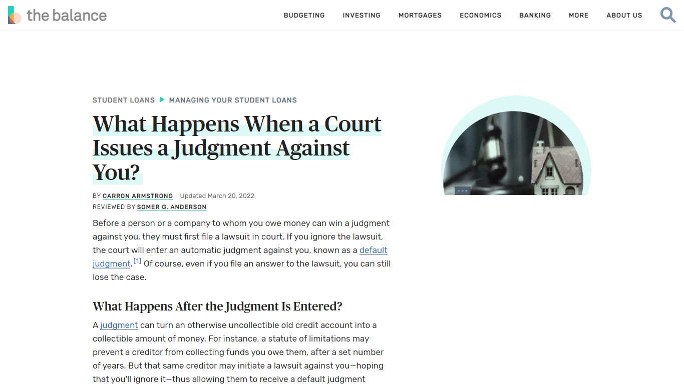 What Occurs When a Court Issues a Judgment Against You? - The Balance